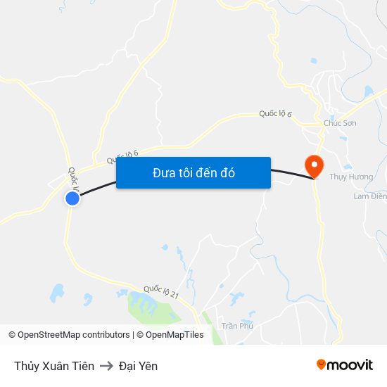 Thủy Xuân Tiên to Đại Yên map