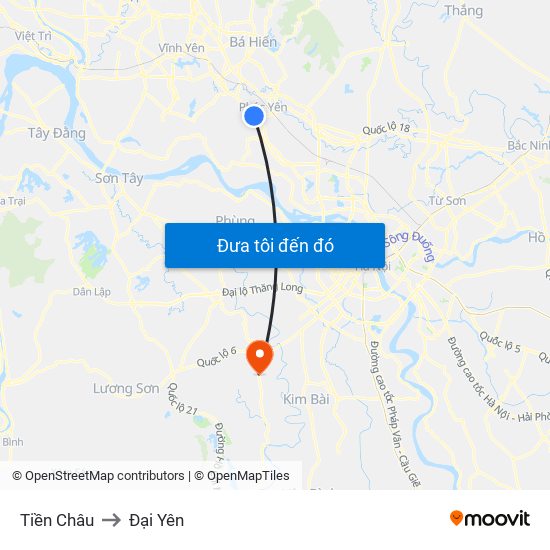 Tiền Châu to Đại Yên map