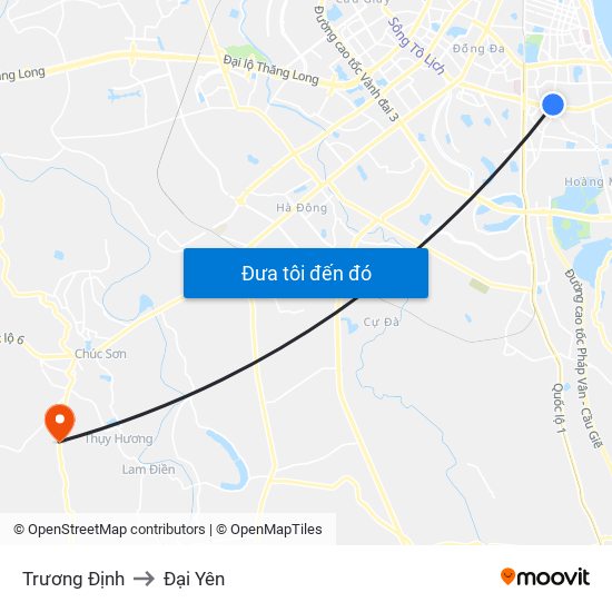 Trương Định to Đại Yên map