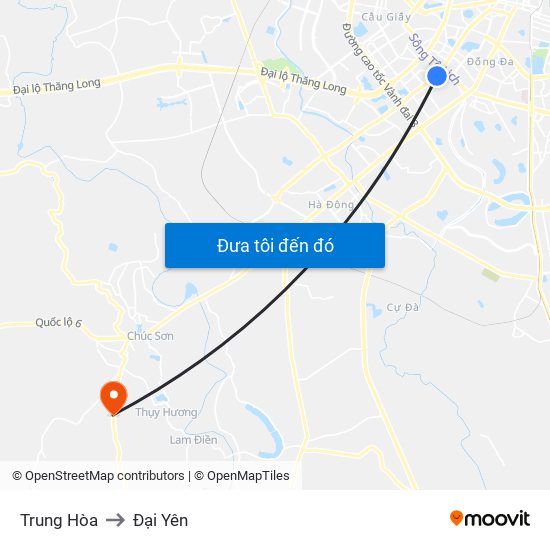 Trung Hòa to Đại Yên map