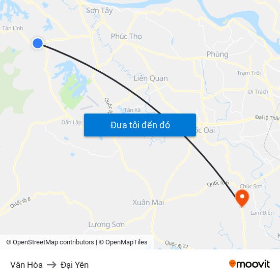Vân Hòa to Đại Yên map