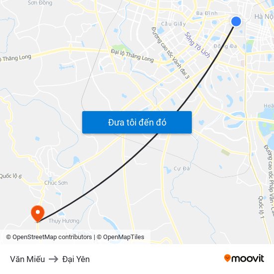 Văn Miếu to Đại Yên map