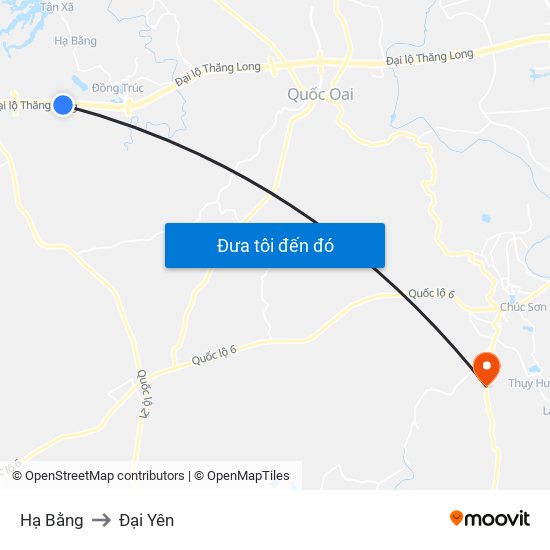 Hạ Bằng to Đại Yên map