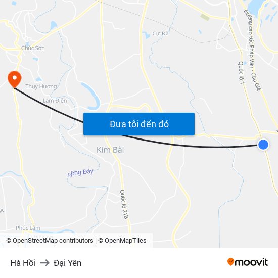Hà Hồi to Đại Yên map