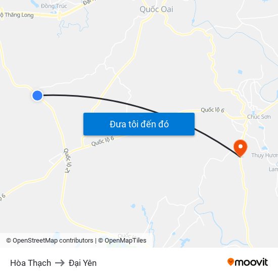 Hòa Thạch to Đại Yên map