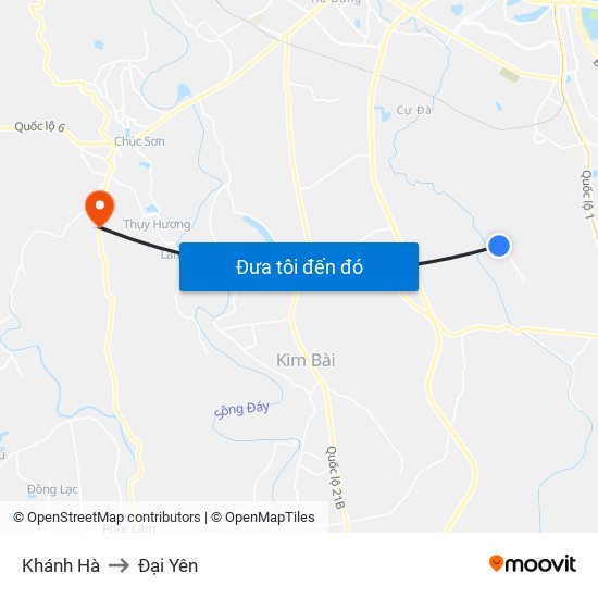 Khánh Hà to Đại Yên map