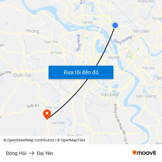 Đông Hội to Đại Yên map