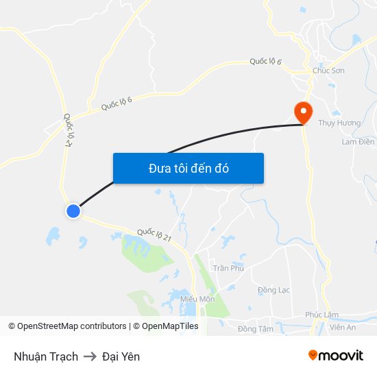 Nhuận Trạch to Đại Yên map