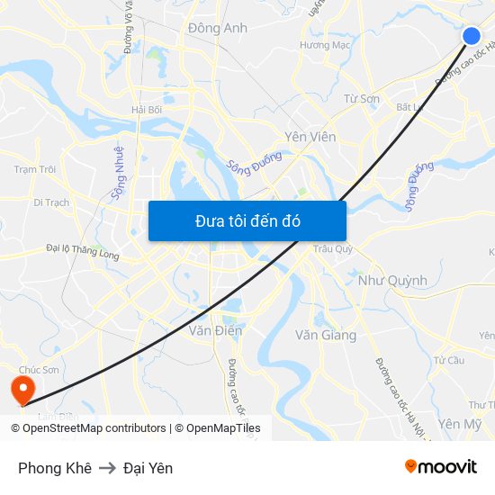 Phong Khê to Đại Yên map