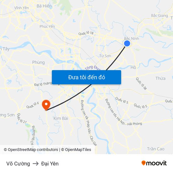 Võ Cường to Đại Yên map