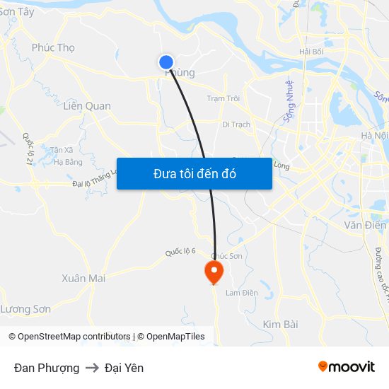 Đan Phượng to Đại Yên map