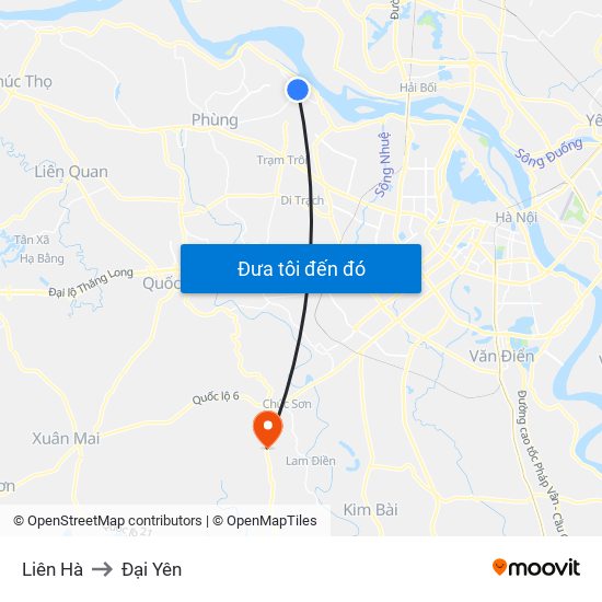 Liên Hà to Đại Yên map