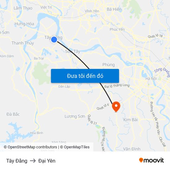 Tây Đằng to Đại Yên map