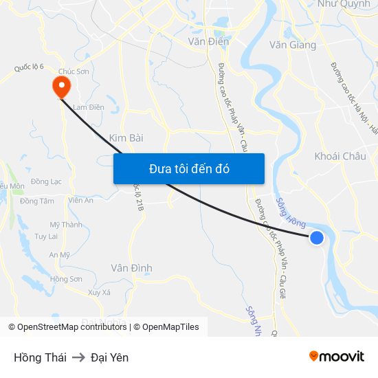 Hồng Thái to Đại Yên map