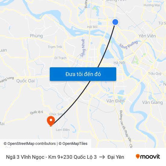 Ngã 3 Vĩnh Ngọc - Km 9+230 Quốc Lộ 3 to Đại Yên map