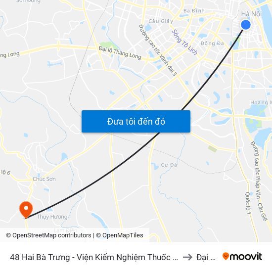 48 Hai Bà Trưng - Viện Kiểm Nghiệm Thuốc Trung Ương to Đại Yên map