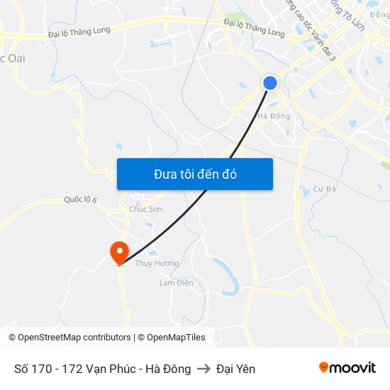 Số 170 - 172 Vạn Phúc - Hà Đông to Đại Yên map