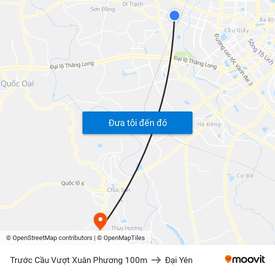 Trước Cầu Vượt Xuân Phương 100m to Đại Yên map