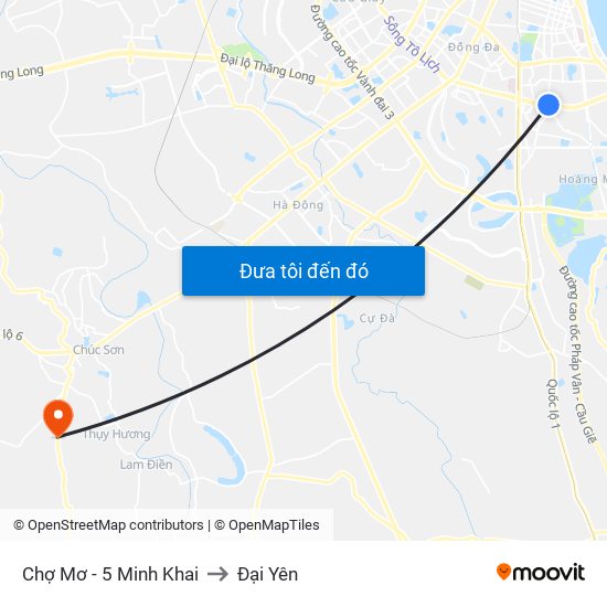 Chợ Mơ - 5 Minh Khai to Đại Yên map
