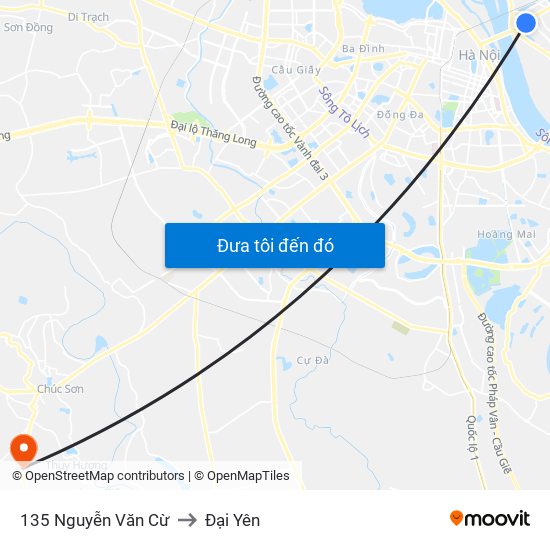 135 Nguyễn Văn Cừ to Đại Yên map