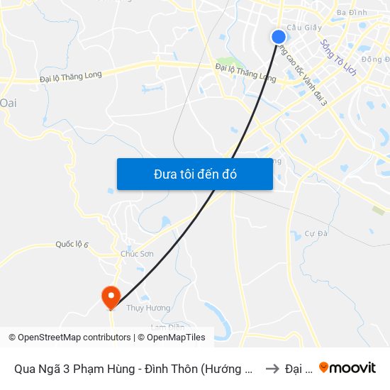 Qua Ngã 3 Phạm Hùng - Đình Thôn (Hướng Đi Phạm Văn Đồng) to Đại Yên map