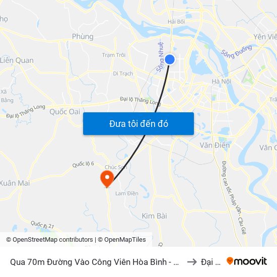 Qua 70m Đường Vào Công Viên Hòa Bình - Phạm Văn Đồng to Đại Yên map