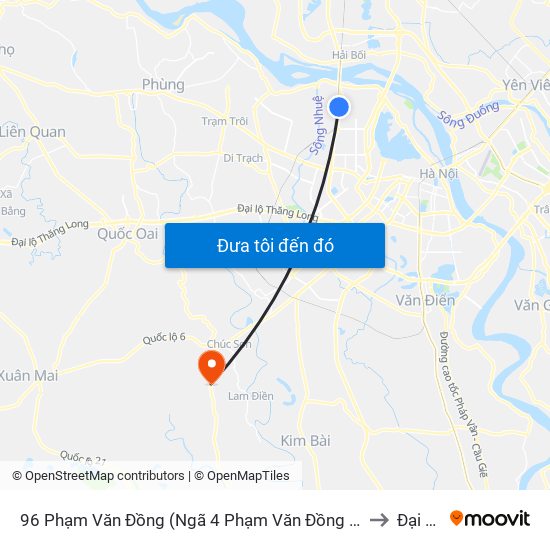 96 Phạm Văn Đồng (Ngã 4 Phạm Văn Đồng - Xuân Đỉnh) to Đại Yên map