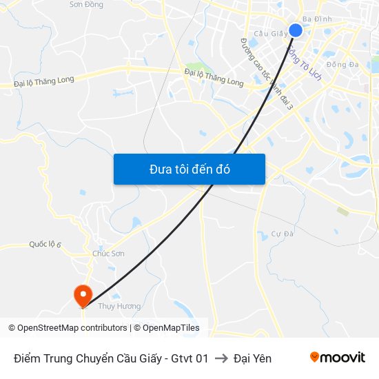 Điểm Trung Chuyển Cầu Giấy - Gtvt 01 to Đại Yên map