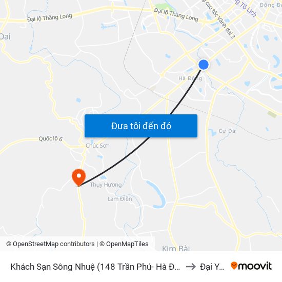 Khách Sạn Sông Nhuệ (148 Trần Phú- Hà Đông) to Đại Yên map