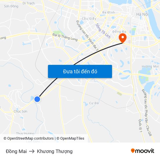 Đồng Mai to Khương Thượng map