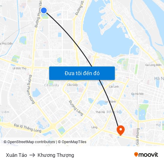 Xuân Tảo to Khương Thượng map