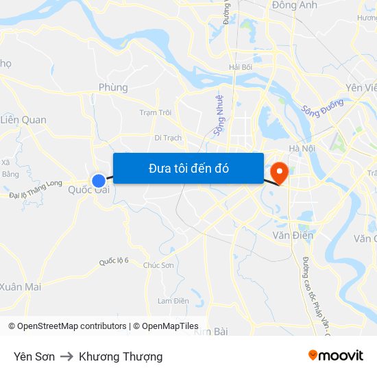 Yên Sơn to Khương Thượng map