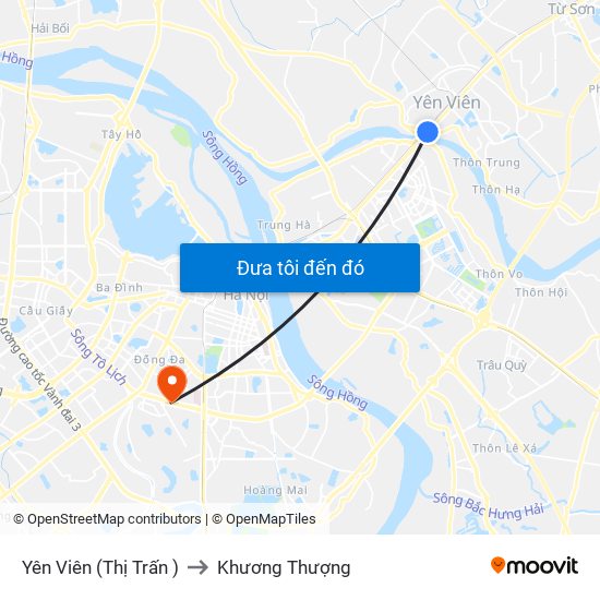 Yên Viên (Thị Trấn ) to Khương Thượng map