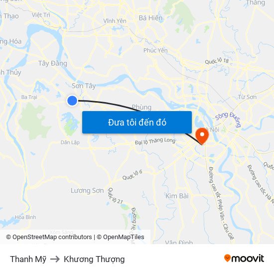 Thanh Mỹ to Khương Thượng map