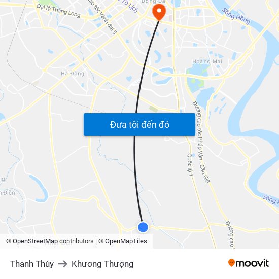 Thanh Thùy to Khương Thượng map
