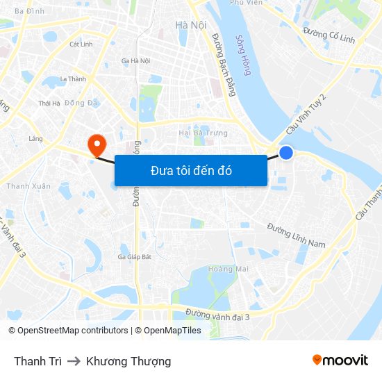 Thanh Trì to Khương Thượng map