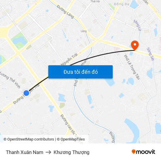 Thanh Xuân Nam to Khương Thượng map