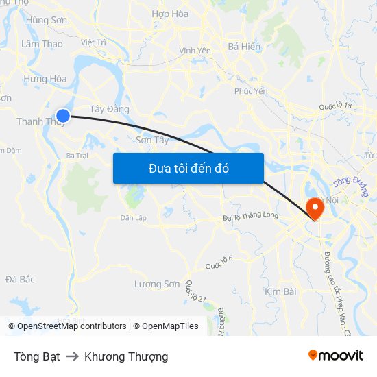 Tòng Bạt to Khương Thượng map