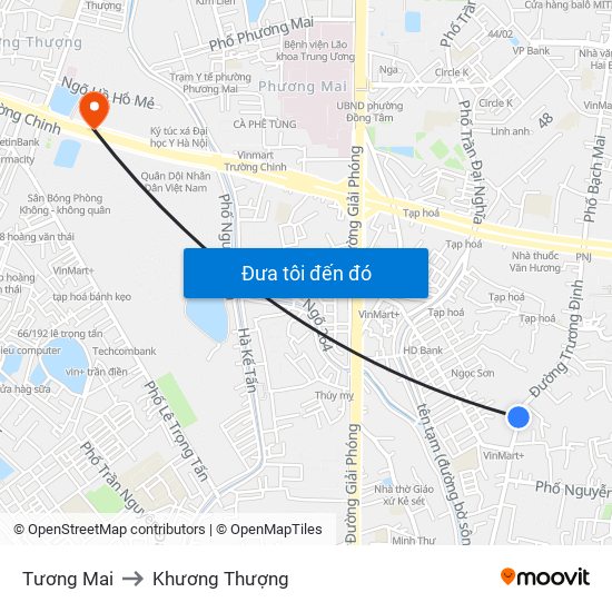 Tương Mai to Khương Thượng map