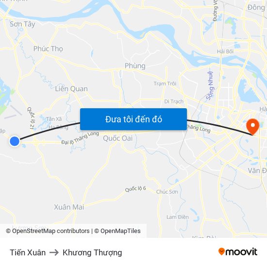 Tiến Xuân to Khương Thượng map