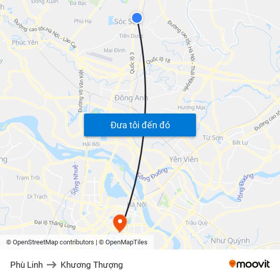 Phù Linh to Khương Thượng map