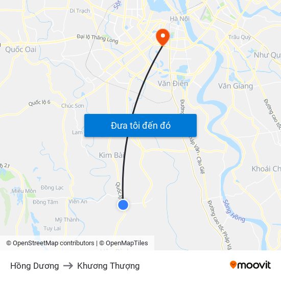 Hồng Dương to Khương Thượng map