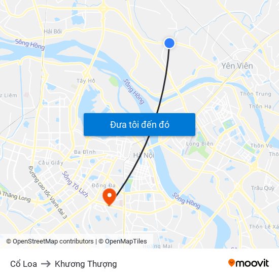 Cổ Loa to Khương Thượng map