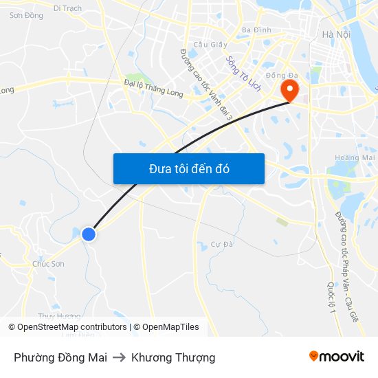 Phường Đồng Mai to Khương Thượng map