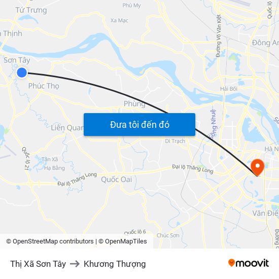 Thị Xã Sơn Tây to Khương Thượng map