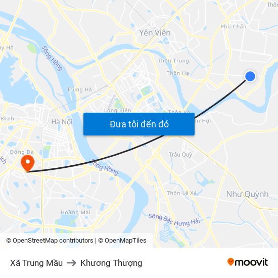 Xã Trung Mầu to Khương Thượng map