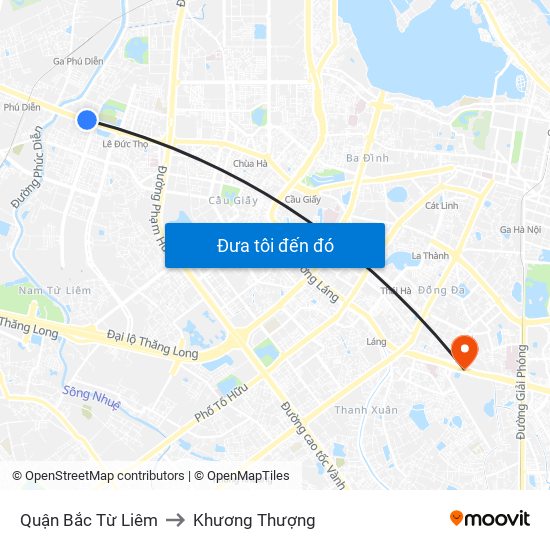 Quận Bắc Từ Liêm to Khương Thượng map