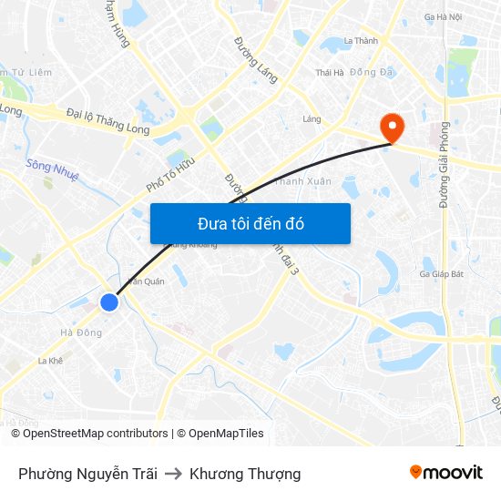 Phường Nguyễn Trãi to Khương Thượng map