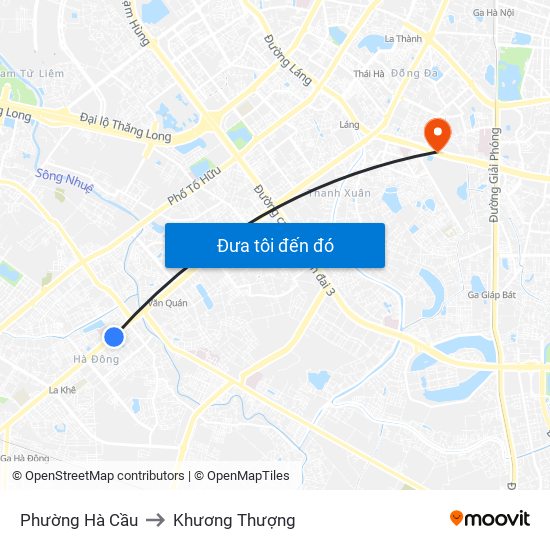 Phường Hà Cầu to Khương Thượng map