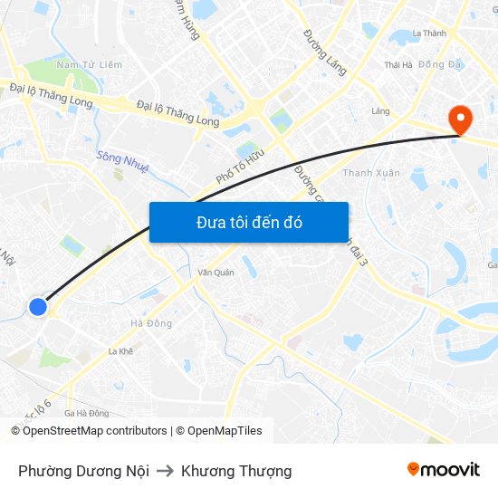 Phường Dương Nội to Khương Thượng map